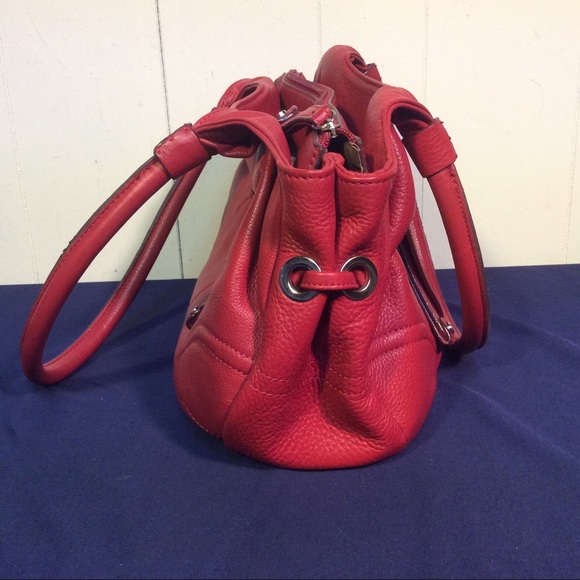 Leather Isaac Mizrahi Red Shoulder Bag - Picture 3 of 14